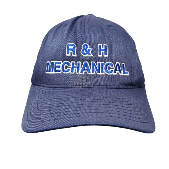 R&H Mechanical Fitted Hat Blue S/M Flexfit Embroidered 6 Panel Yupoong - Picture 1 of 8